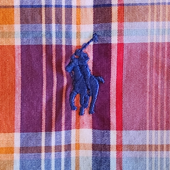 Ralph Lauren Boys Madras Plaid Short Sleeve Button-Down Size L Multicolored - Picture 2 of 9